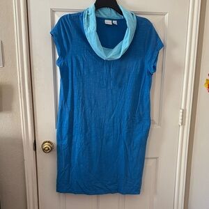 Blue Cowl Neck Mini Dress
